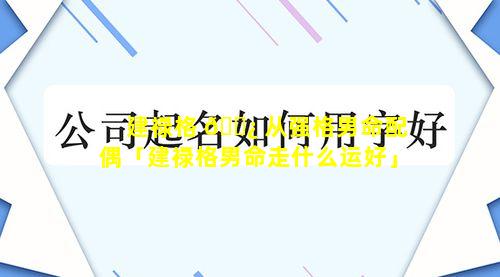 建禄格 🌿 从强格男命配偶「建禄格男命走什么运好」